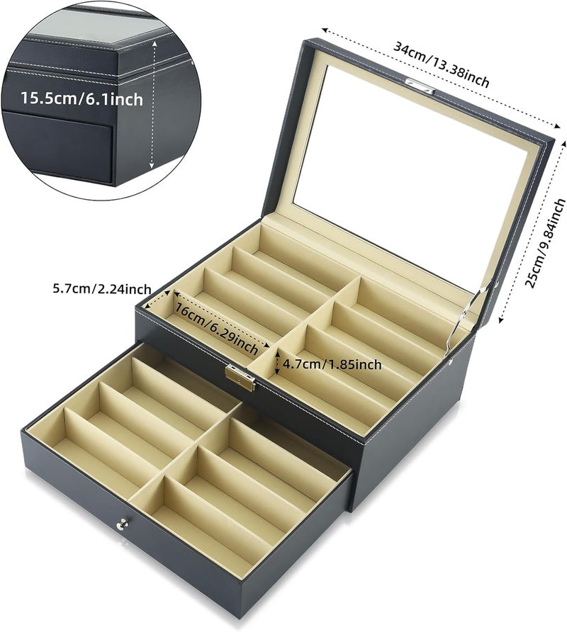 NEWLOOP Store Sunglasses Organizer Multiple Pairs of Glasses Display Case Sunglass Hard Shell Storage Box for Women Men 12/16 Slots - Image 4
